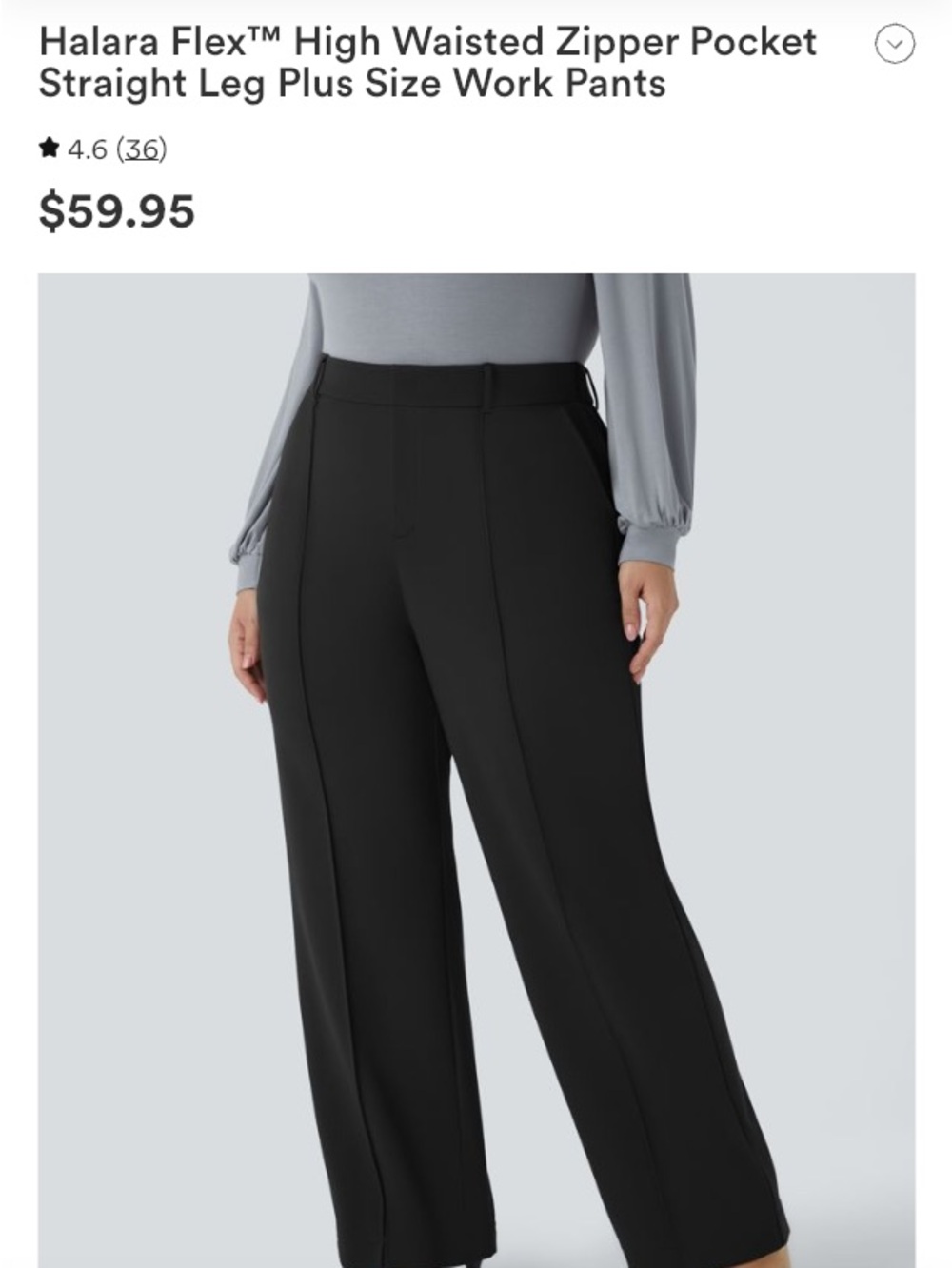 HALARA Flex high-waisted zipper pocket straight-leg work Pants - Picture 2 of 2
